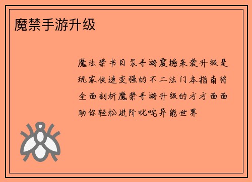 魔禁手游升级