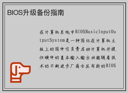 BIOS升级备份指南
